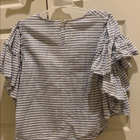 Who What Wear Striped Ruffle Sleeve Top - Picture 4 of 4